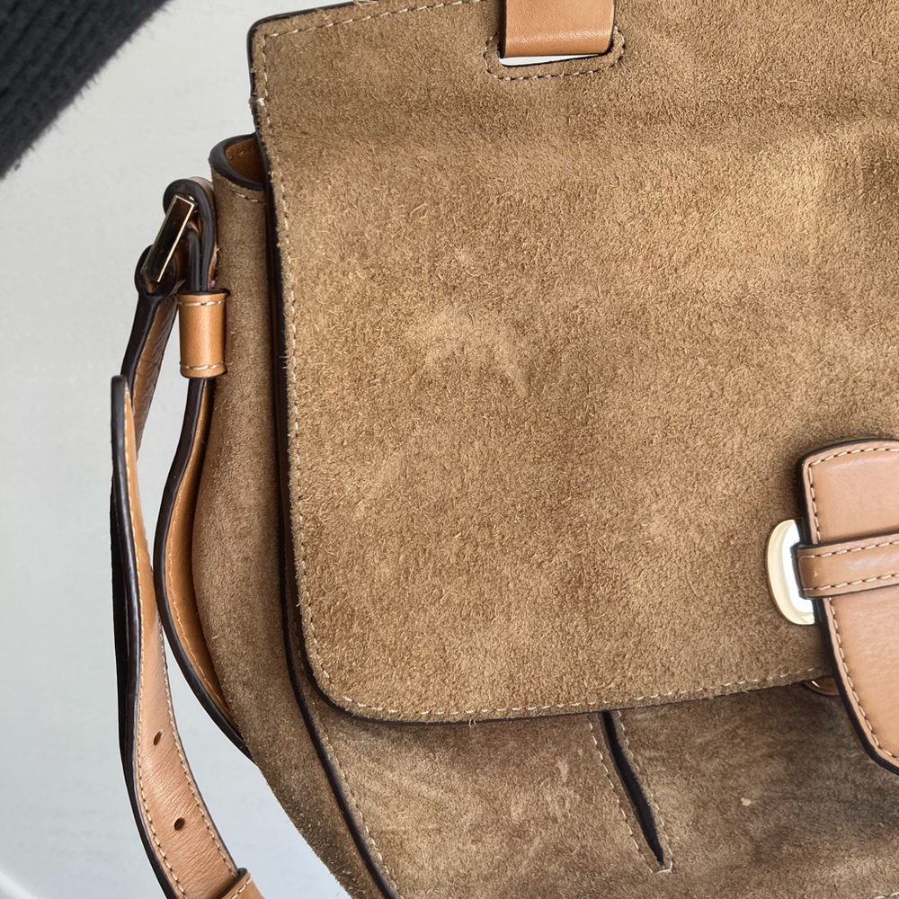 Michael Kors Romy large brown suede and leather messenger saddle crossbody bag - Picture 2 of 8